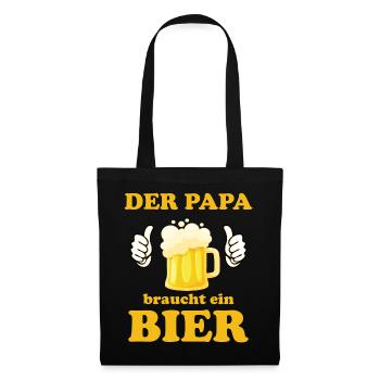 Der PAPA braucht ein Bier, zum Grillen Gartenparty - Stoffbeutel - Schwarz - Vorne