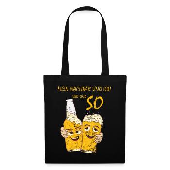Mein Nachbar und ich, Bier Gartenparty Grillen - Stoffbeutel - Schwarz - Vorne