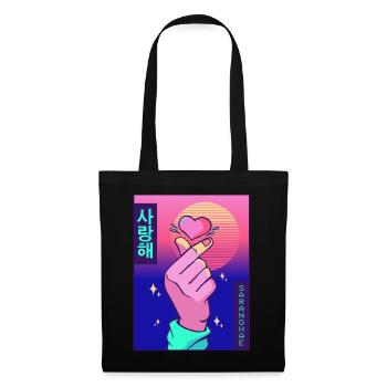 Finger Herz Vaporwave Ästhetische Saranghae Gesche - Stoffbeutel - Schwarz - Vorne