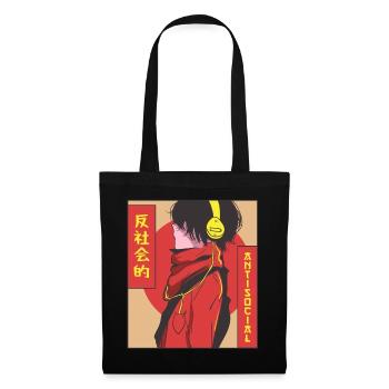 Antisocial Anime Boy Vaporwave Esthétique Ge - Sac en tissu - noir - Devant