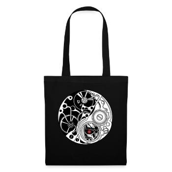 Cyborg Ying Yang Cyber Punk Yin Yang Cyber Geschen - Stoffbeutel - Schwarz - Vorne
