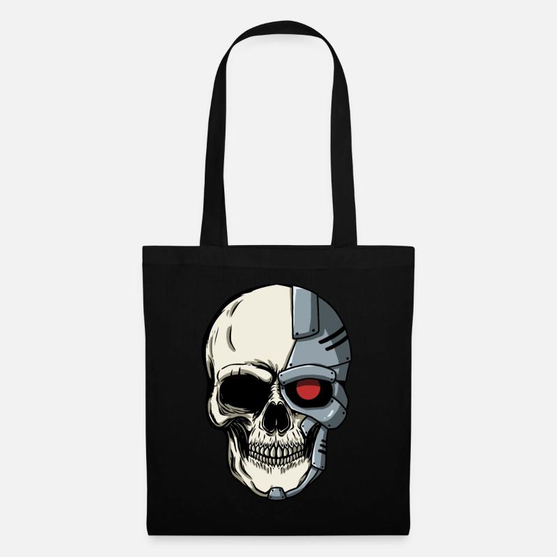 Cyborg Schädel Cyber Punk Cyber-Ästhetik Geschenk - Stoffbeutel - Schwarz