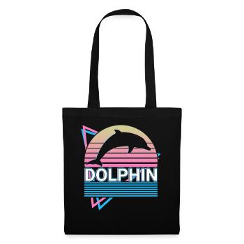 Cadeau rétro dauphin - Sac en tissu - noir - Devant