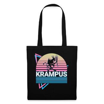 Krampus Weihnachten Retro Geschenk - Stoffbeutel - Schwarz - Vorne