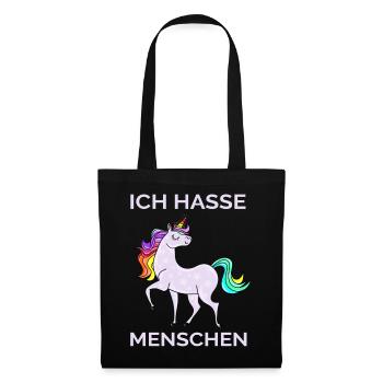 ICH HASSE MENSCHEN EINHORN - Stoffbeutel - Schwarz - Vorne
