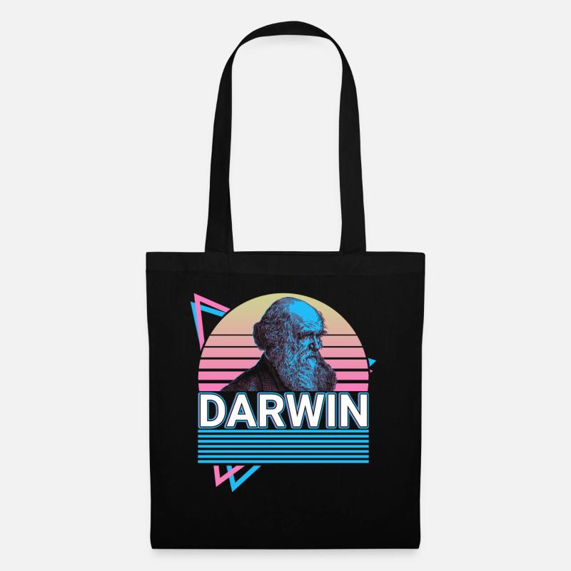 Charles Darwin Evolutionstheorie Retro Geschenk - Stoffbeutel - Schwarz