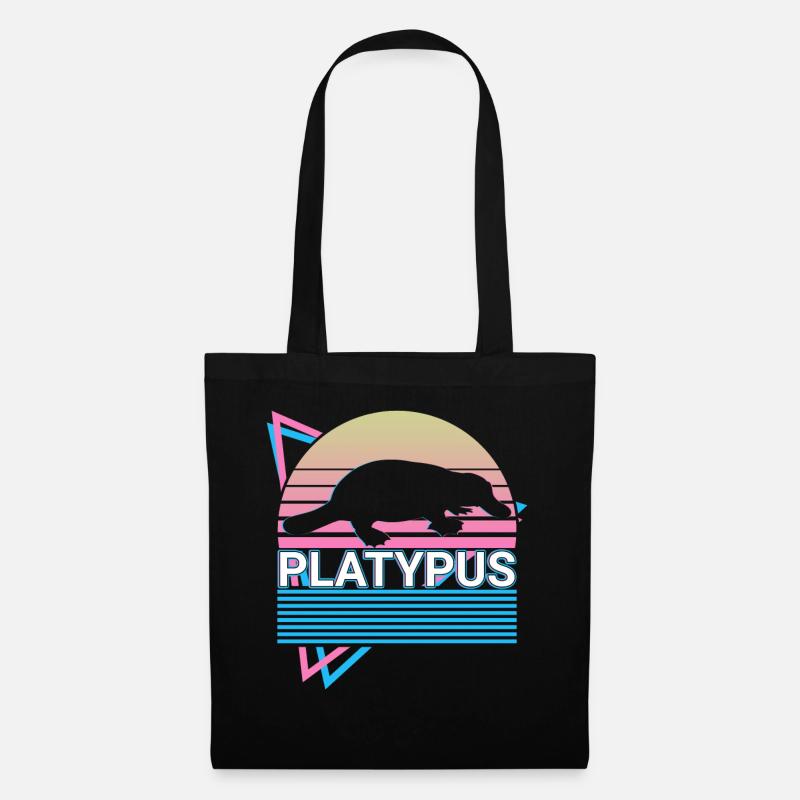 Schnabeltier Retro Geschenk - Stoffbeutel - Schwarz