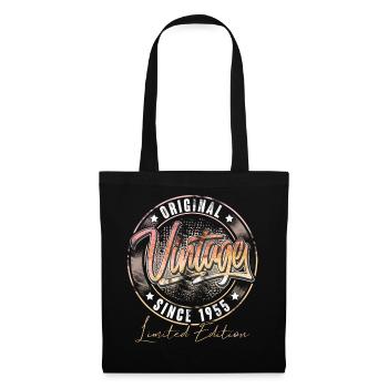 1955 Geburtsjahr Geburtstag Vintage - Stoffbeutel - Schwarz - Vorne