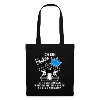 Bauherr Hausbau Baustelle Richtfest Geschenk - Stoffbeutel - Schwarz - Vorne