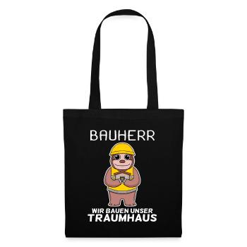 Bauherr Hausbau Baustelle Richtfest Geschenk - Stoffbeutel - Schwarz - Vorne