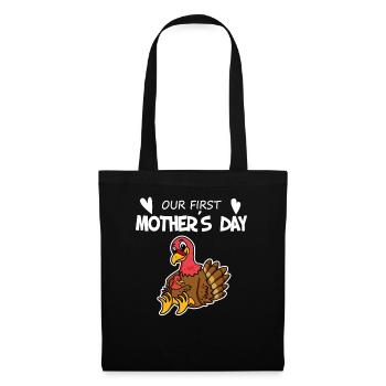 Cadeau de fête des mères - Notre première fête des mères - Sac en tissu - noir - Devant