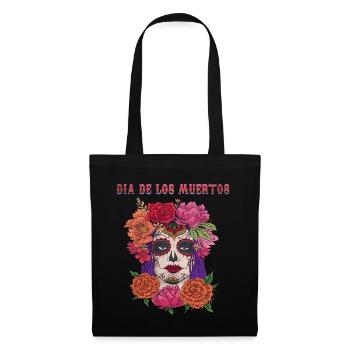 Mexico Flower Floral Sugar Skull Muertos Day Dead - Stoffbeutel - Schwarz - Vorne