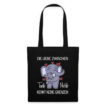 Tante und Nichte Bindung Beste Freunde Elefanten - Stoffbeutel - Schwarz - Vorne
