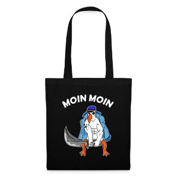 Möwe mit Schwert Moin Begrüßung - Stoffbeutel - Schwarz - Vorne