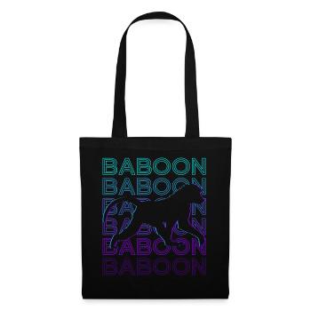 Pavian Retro Geschenk - Stoffbeutel - Schwarz - Vorne