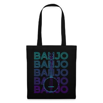 Banjo Gitarre Retro Geschenk - Stoffbeutel - Schwarz - Vorne