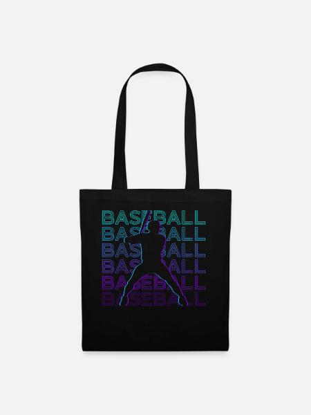 Baseballspieler Retro Geschenk - Stoffbeutel - Schwarz