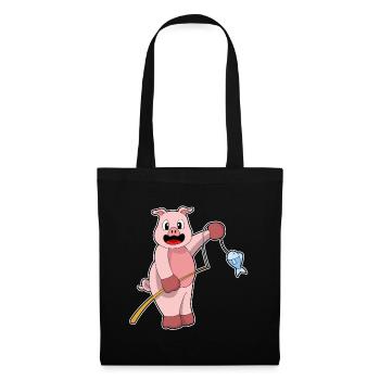 Pig Angler Fish Fishing - Tote Bag - black - Front