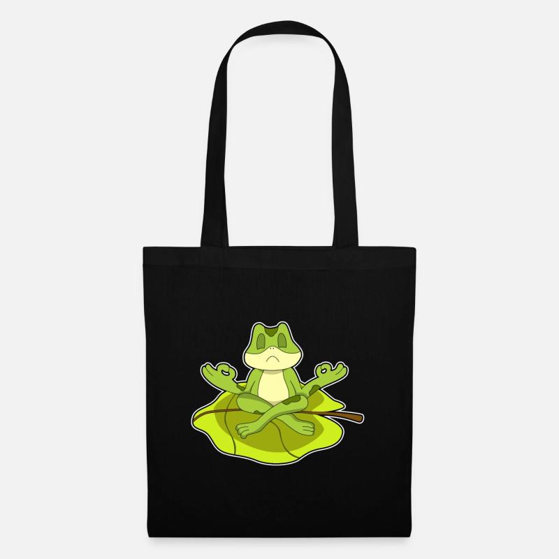 Frosch beim Meditieren - Stoffbeutel - Schwarz