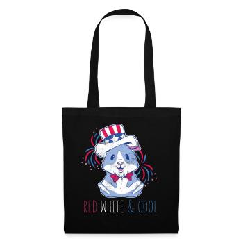 Cool American Pig Guinea USA 4th Of July - Stoffbeutel - Schwarz - Vorne