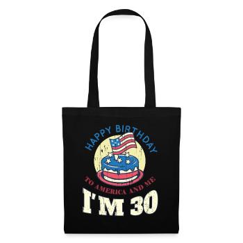US America Flag Cake Naissance Age 30 USA 4 juillet - Sac en tissu - noir - Devant