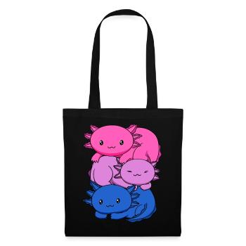 Bisexueller Stolz Bisexuelle Flagge Kawaii Axolotl - Stoffbeutel - Schwarz - Vorne