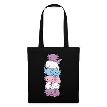 Intersexuelle Flagge Axolotl Haufen Kawaii - Stoffbeutel - Schwarz - Vorne