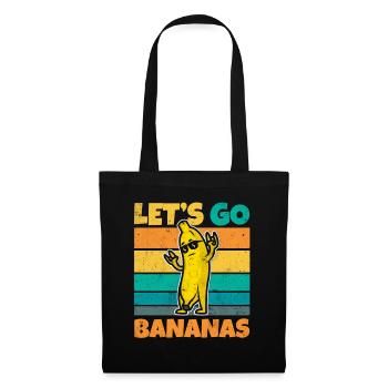Vintage Let's Bananas Funny Rocker Banana - Stoffbeutel - Schwarz - Vorne