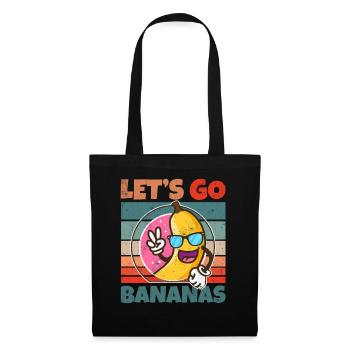 Retro Vintage Let's Bananas Funny Peace Banana - Stoffbeutel - Schwarz - Vorne