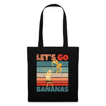 Retro Vintage Let's Bananas Funny Strip Banana - Stoffbeutel - Schwarz - Vorne