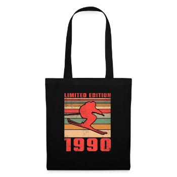 Ski Skifahrer Langlaufski Geburtstag 1990 - Stoffbeutel - Schwarz - Vorne