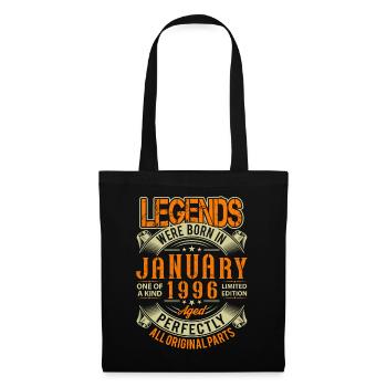 1996 Januar Geburtstag Legende - Stoffbeutel - Schwarz - Vorne