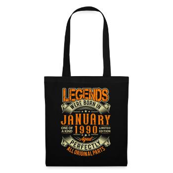 1990 Januar Geburtstag Legende - Stoffbeutel - Schwarz - Vorne