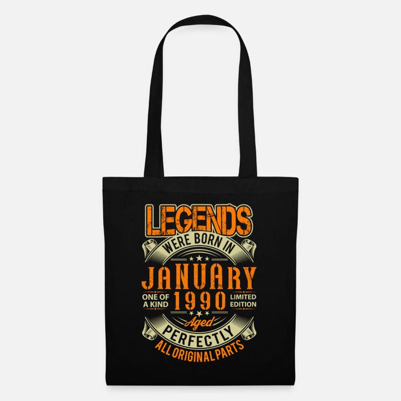 1990 Januar Geburtstag Legende - Stoffbeutel - Schwarz