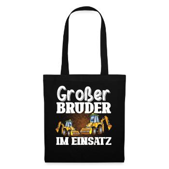 Großer Bruder Im Einsatz Bagger - Stoffbeutel - Schwarz - Vorne