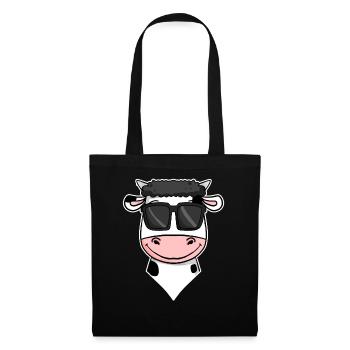 coole Kuh mit Sonnenbrille - Stoffbeutel - Schwarz - Vorne