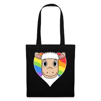 Schaf Lgbt Regenbogen Farben - Stoffbeutel - Schwarz - Vorne
