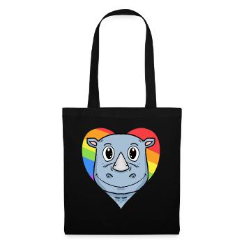 Nashorn Lgbt Regenbogen Farben - Stoffbeutel - Schwarz - Vorne