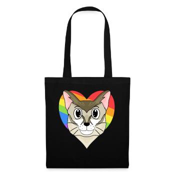 Singapura Katze - Regenbogen Herz - Stoffbeutel - Schwarz - Vorne