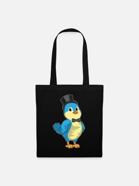 Vogel Bräutigam Zylinder Hochzeit - Stoffbeutel - Schwarz