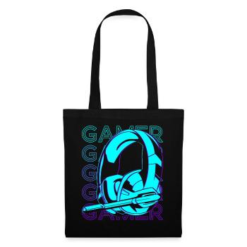 Gamer Video Gaming Headset Headphone Retro - Tote Bag - black - Front