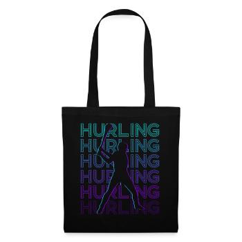 Hurling Spieler Retro - Stoffbeutel - Schwarz - Vorne