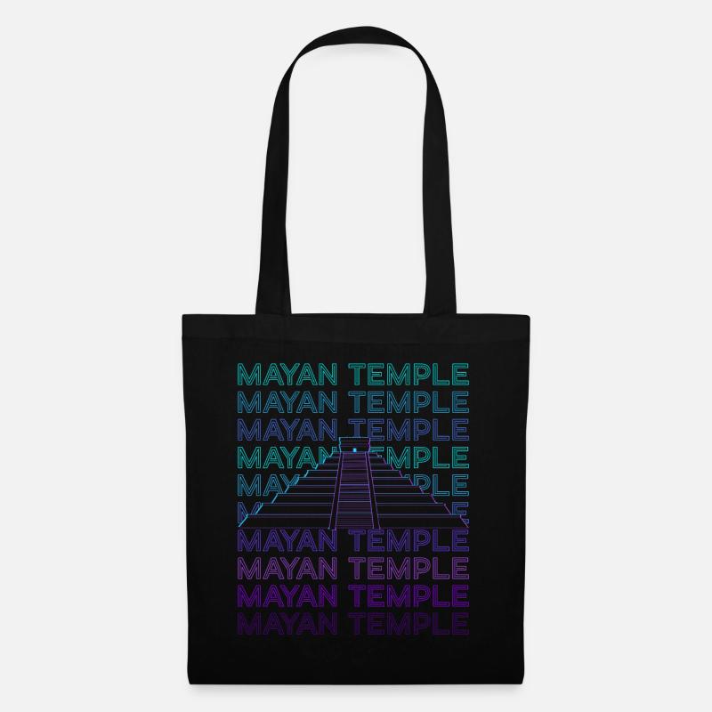 Pyramide Maya Temple Maya Ancien Maya Rétro - Sac en tissu - noir