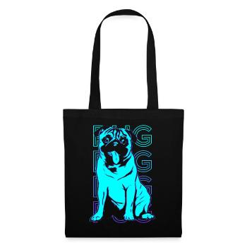 Mops Retro - Stoffbeutel - Schwarz - Vorne