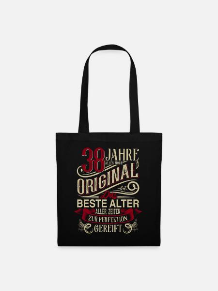 38. Geburtstag Vintage Retro - Stoffbeutel - Schwarz