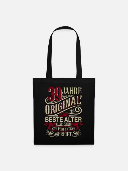 39. Geburtstag Vintage Retro - Stoffbeutel - Schwarz