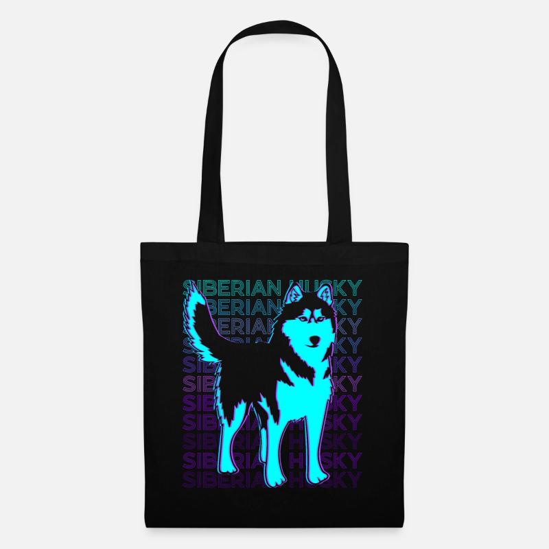 Siberian Husky Retro - Stoffbeutel - Schwarz