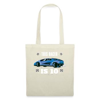 Birth Born Age 10 Years Old Fast Driver Racer Car - Tote Bag - nature - Front