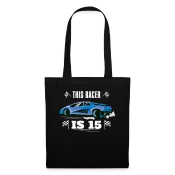 Birth Born Age 15 Years Old Fast Driver Racer Car - Tote Bag - black - Front