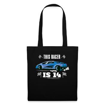 Birth Born Age 14 Years Old Fast Driver Racer Car - Tote Bag - black - Front